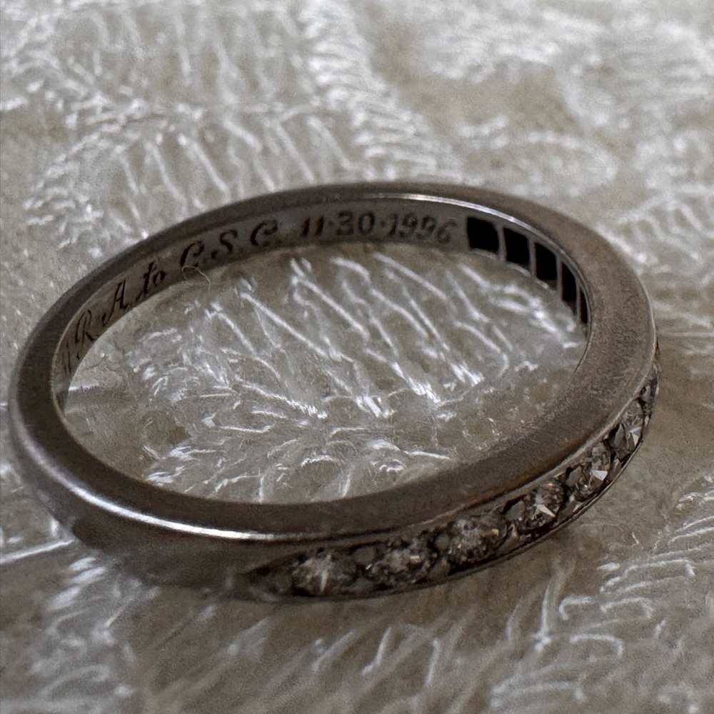 Authentic Vintage Tiffany and Co. Diamond Platinum Half Eternity Wedding Band - Picture 13 of 14